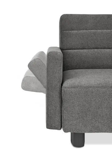  Faltsofa Easy - 2-Sitzer, ca. 140 cm inkl. Schlaffunktion/Topper/Armteil verstellbar, Stoff, Dunkelgrau