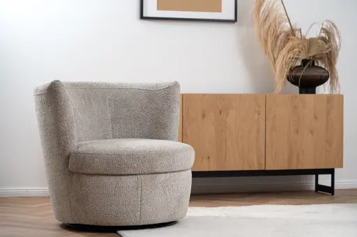 Sessel Cativa -  drehbar, Stoff, Graubeige