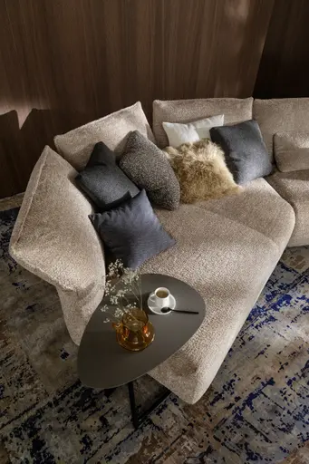 Trapezsofa Motone - Ecke links mit 2-Sitzer, Stoff, Beige