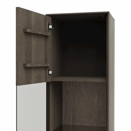 Vitrine Saratoga - links, Buche massiv, silbergrau geölt