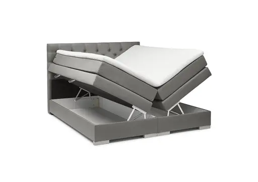 Boxspringbett SANDRIN E- Liegefläche ca. 180x200 cm, Stoff, Taupe, inkl. Stauraum