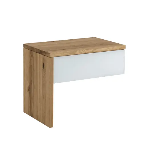 Anstellnachtkonsole New Jersey - Links, Wildeiche massiv geölt, Weißglas