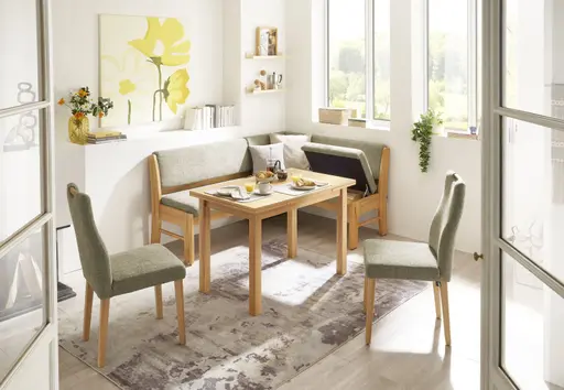 Eckbank EM Bregenz - mit Stauraum, Stellmaß ca. 183x143 cm, Stoff, Grün