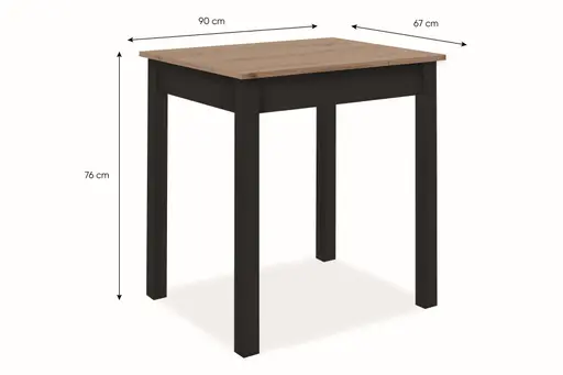 Esstisch - LB ca. 90x67 cm, Artisan Eiche Nachbildung, Schwarz