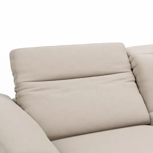 Sofa Rafaela 2.0 - 2,5-Sitzer inkl. 1x Relaxfunktion und Kopfteile verstellbar, Leder, Champagner