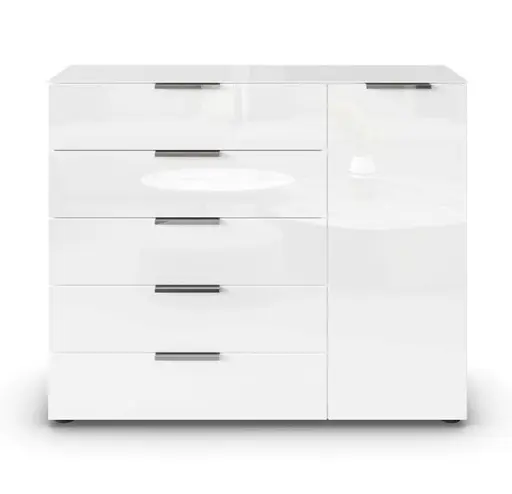 Kommode RIPP- Weiß, Glas, Weiß
