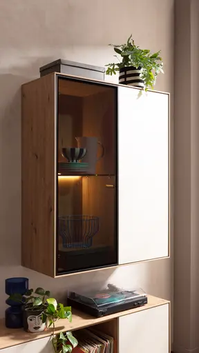 Wohnwand Medio - inkl. Beleuchtung, Melamin, Sand