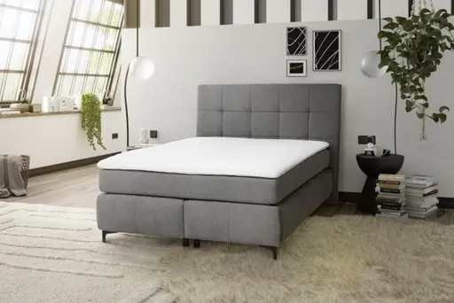 Boxspringbett- Ligefläche ca. 140x200 cm, Stoff, Dunkelgrau