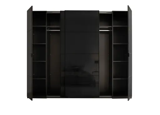 Schwebe- Drehtürenschrank - B. ca. 267 cm, Grauglas, Graphit