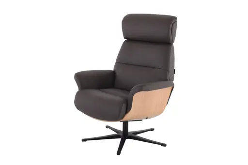 TV-Sessel MOANI mit Hocker - drehbar, Relaxfunktion, Kopfteilverstellung, Leder, Dunkelbraun