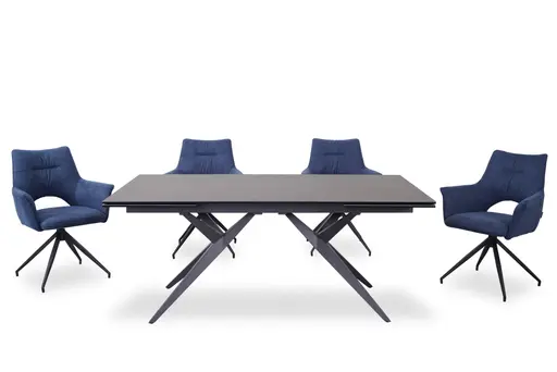 Armlehnstuhl MALEEN - drehbar, Stoff, Blau