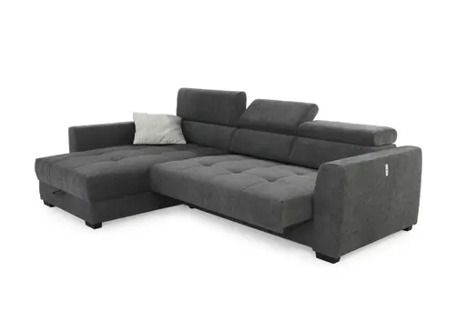 Ecksofa - 2-Sitzer, Ecke rechts, Stoff, Dunkelgrau