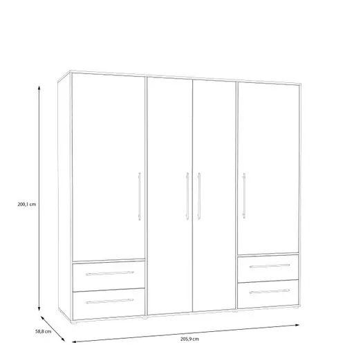 Drehtürenschrank FATHIE- B ca. 206 cm, Eiche Dekor