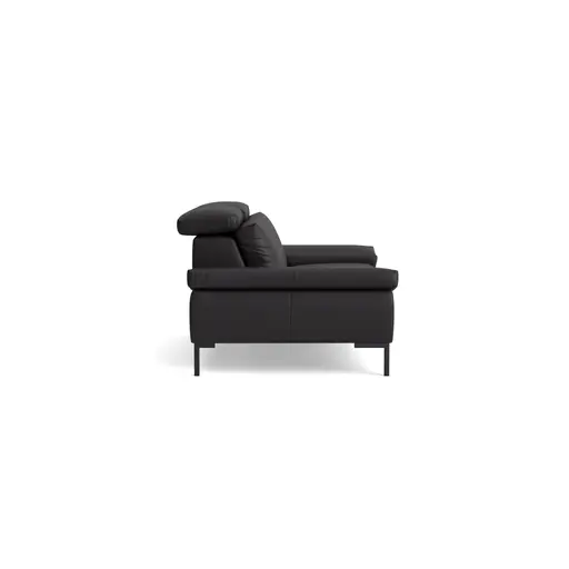 Sofa Braska - 2,5-Sitzer, inkl. Kopfstütze verstellbar, Leder, Anthrazit