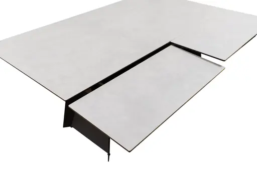 Esstisch - ausziehbar, LB ca. 200 (245, 290)x100 cm, Keramik, Hellgrau