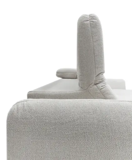 Ecksofa JAIMIE - 1,5-Sitzer mit Longchair rechts inkl. Relaxfunktion, verstellbare Kopfstütze, Stoff, Beige