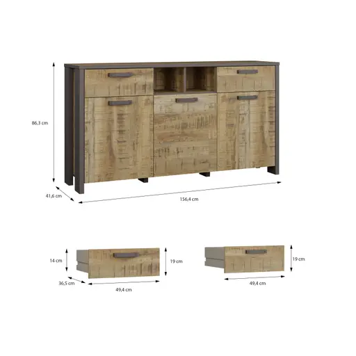 Sideboard FEA- Mango, Grau