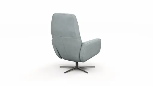 Einzelsessel Terni - Relaxfunktion, Sternfuss, Leder, Hellblau