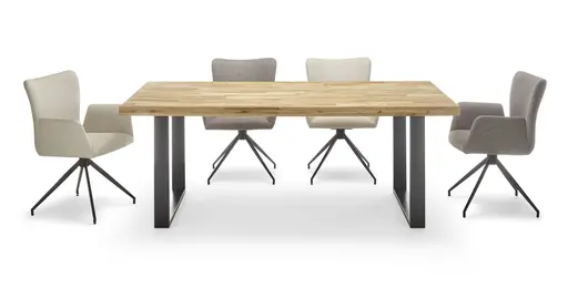 Esstisch - LB ca. 200x100 cm, Eiche; Massiv, Geölt, gerade Kante, Schwarz