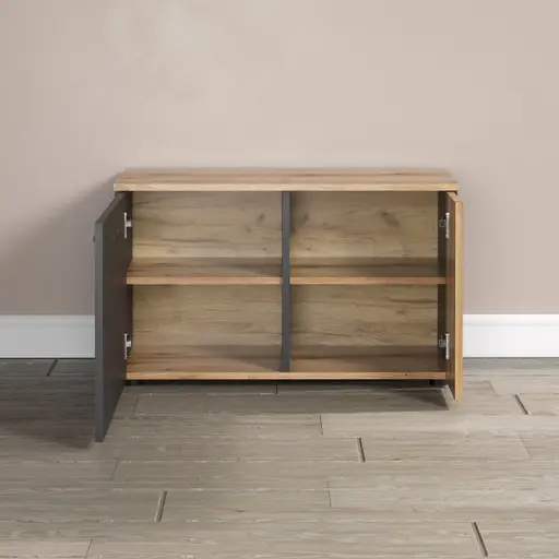 Sitzbank - B ca. 80 cm, Anthrazit, Eiche Coast Evoke Nachbildung