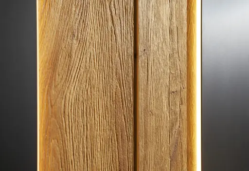 Drehtürenschrank Ottawa - inkl. Beleuchtung und Passepartout, B ca. 297 cm, Wildeiche massiv / Glas Anthrazit