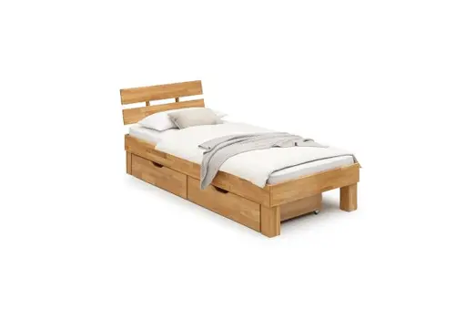 Bettgestell- Liegefläche ca. 90x200 cm, Wildeiche, Massiv, Geölt