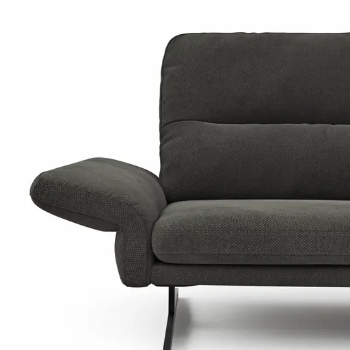 Ecksofa Alexander -  3-Sitzer mit Longchair rechts inkl. Kopfstütze/Armlehne verstellbar, Stoff, Braungrün