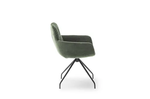 Armlehnstuhl Pelle - Stoff, Eukalyptus, Stativ, Schwarz, Matt, Drehbar