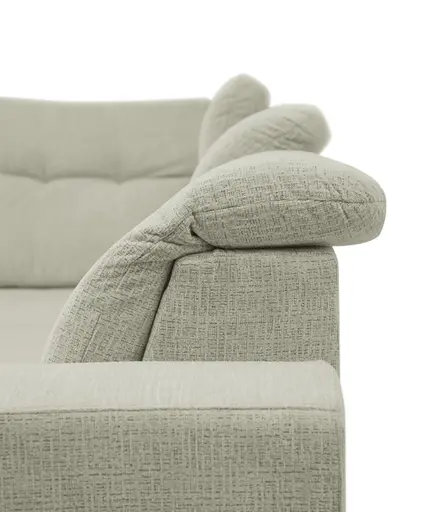 Ecksofa - Ecke links mit 2-Sitzer, Kopfteil verstellbar, Sitztiefe verstellbar motorisch, Stoff, Perlmutt