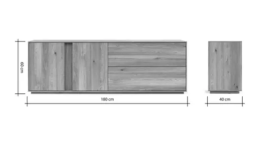 Mediaboard Saratoga - Wildeiche massiv, natur geölt