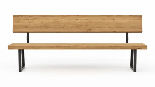 Holzbank Clifton - mit Rückenlehne, Breite ca. 220cm, Zerreiche massiv, natur