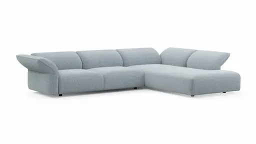 Ecksofa Motone - 2,5-Sitzer mit Ecke rechts, Stoff, Hellblau