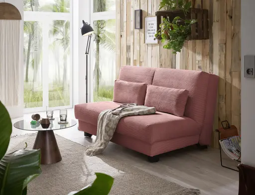 Schlafsofa EASY Optik A - 2-Sitzer ohne Armlehne, 140 cm inkl. Schlaffunktion, Cord, Rot