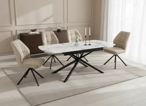 Stuhl - drehbar, Leder, Cappuccino