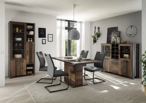 Highboardvitrine FEA - Old-Wood Vintage Dekor, Betonoptik