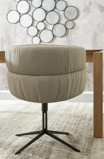 Armlehnstuhl Milana - drehbar, Leder, Offwhite