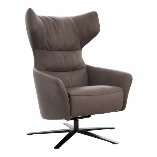 Drehsessel Houston Relax - Größe M, inkl. Relaxfunktion + Gasdruckfeder, Leder, Dunkelbraun