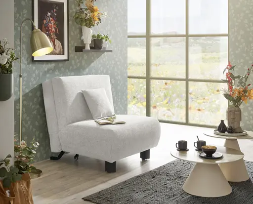 Faltsessel EBBY - ohne Armlehne inkl. Schlaffunktion, Stoff, Creme