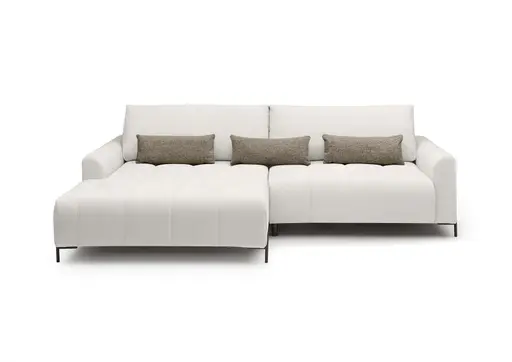 Ecksofa - Longchair links mit 2-Sitzer, Sitztiefe verstellbar motorisch, Stoff, Sand