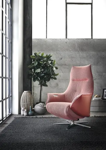 Relaxsessel Girona -  inklusive motorischer Relaxfunktion, Stoff, Leder, Rose