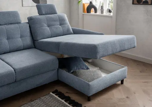 Polsterecke - 2-Sitzer, Ecke rechts, inkl. Funktionen, Stoff, Hellblau