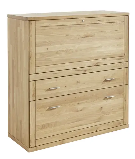 Sekretär Faro Plus - BH ca. 122x127 cm, Wildeiche massiv, Bianco