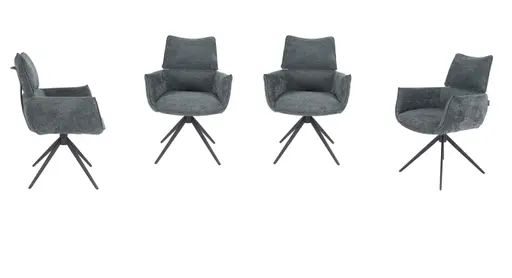 Armlehnstuhl MARGIT - drehbar, Stoff, Graublau