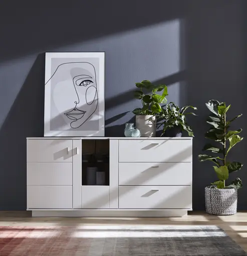 Highboard Rubia - Lack, Weiß