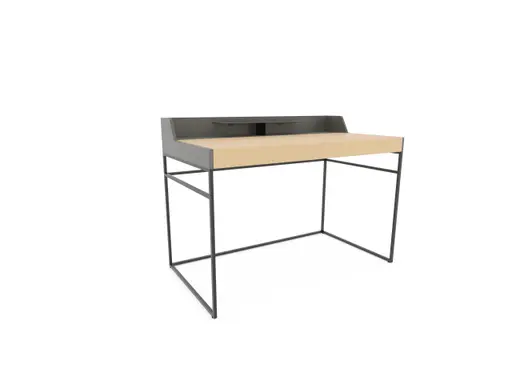 Schreibtisch - Lack, Mandel, Lack, Steingrau