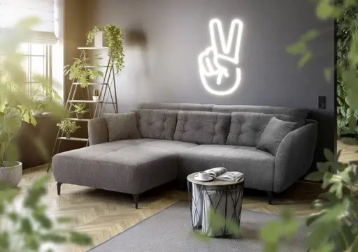 Ecksofa JANEK - 2,5-Sitzer, Ecke rechts, Stoff, Dunkelgrau