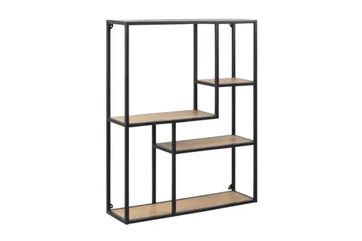 Bücherregal - Wildeiche Nachbildung, Metall schwarz 