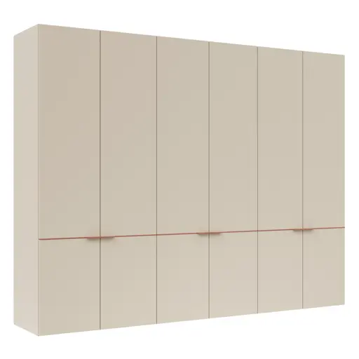 Drehtürenschrank Matera - BTH ca. 301x60x235 cm, Lack Kaschmir, Abs. Pfirsich