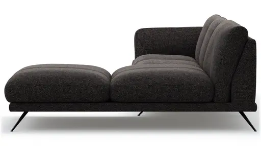 Ecksofa Valdemoro - 2,5-Sitzer mit Longchair rechts inkl. Rückenlehne verstellbar, Stoff, Anthrazit