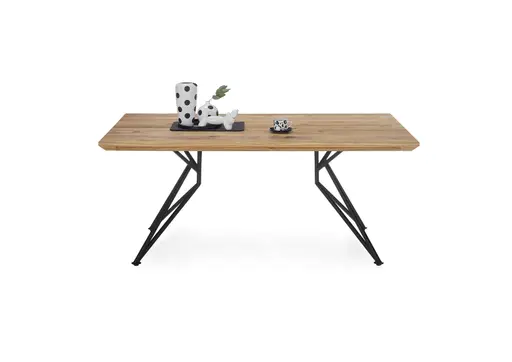 Esstisch - LB ca. 160x90 cm, Wildeiche massiv geölt, Schweizer Kante, Schwarz